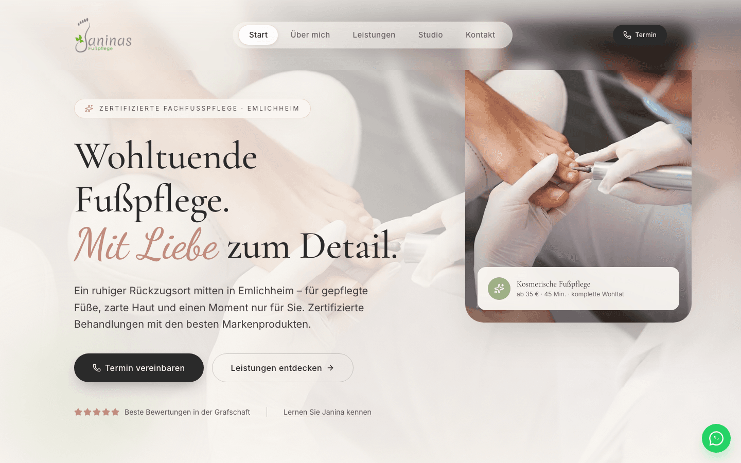 Screenshot von Janinas Fußpflege