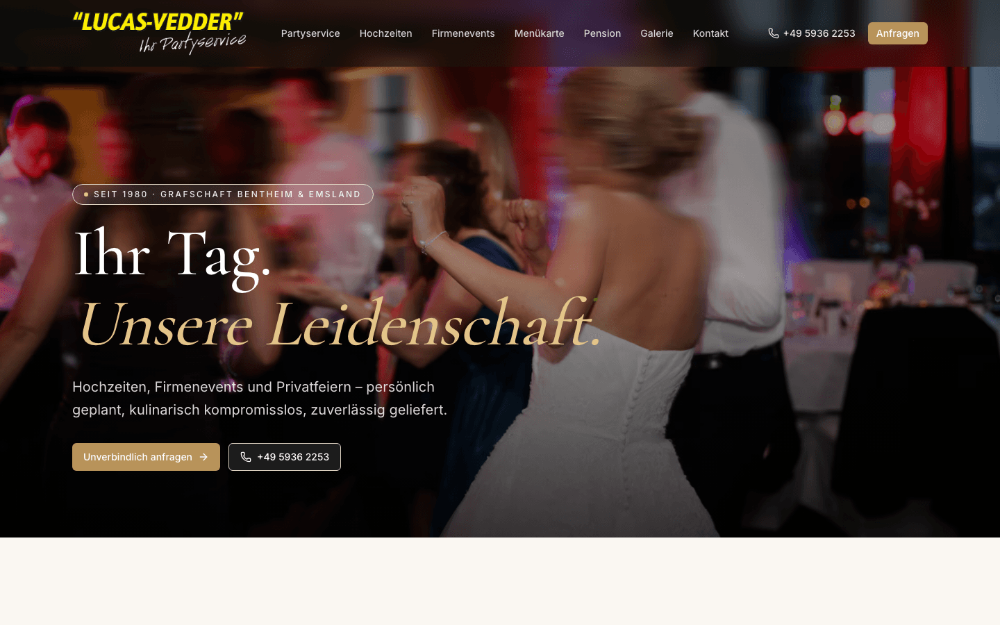 Screenshot von Lucas-Vedder Partyservice