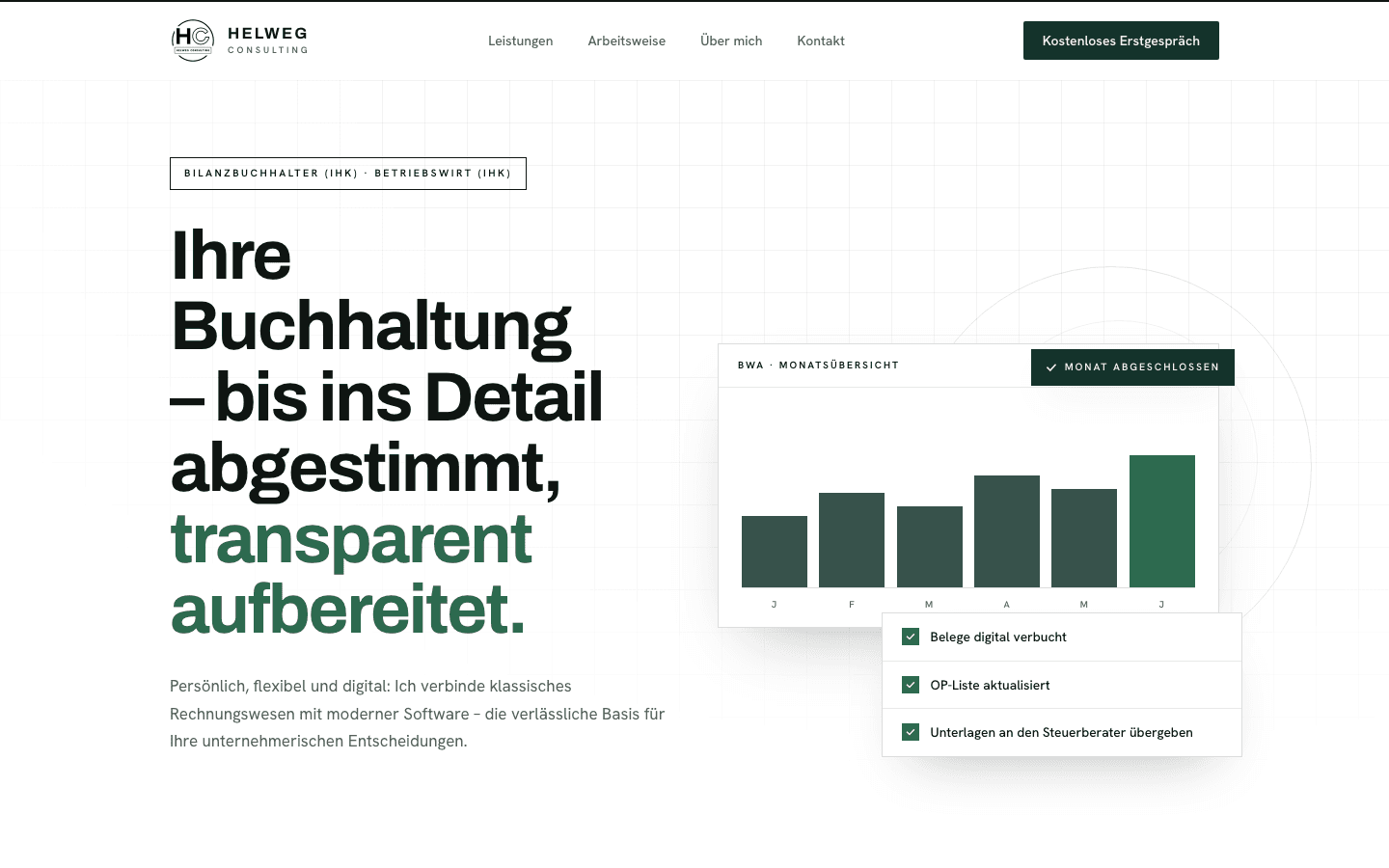 Startseite von helweg-consulting.de – Desktop-Ansicht